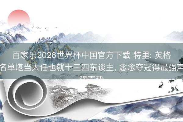 百家乐2026世界杯中国官方下载 特里: 英格兰名单堪当大任也就十三四东谈主, 念念夺冠得最强声势