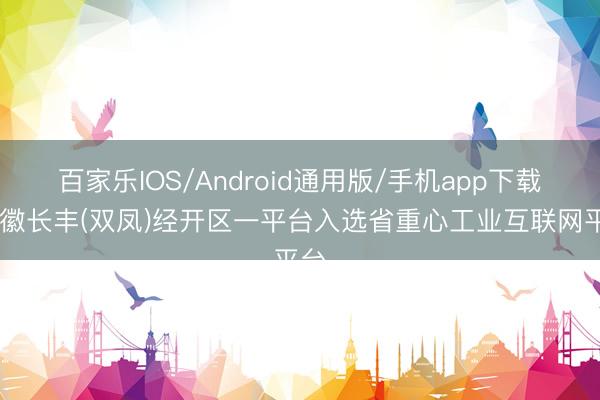 百家乐IOS/Android通用版/手机app下载 安徽长丰(双凤)经开区一平台入选省重心工业互联网平台
